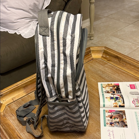 Thirty one striped gray & white backpack main image 4